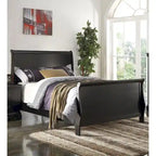 Modern Eastern King Bed with Sleigh Design Headboard and Footboard