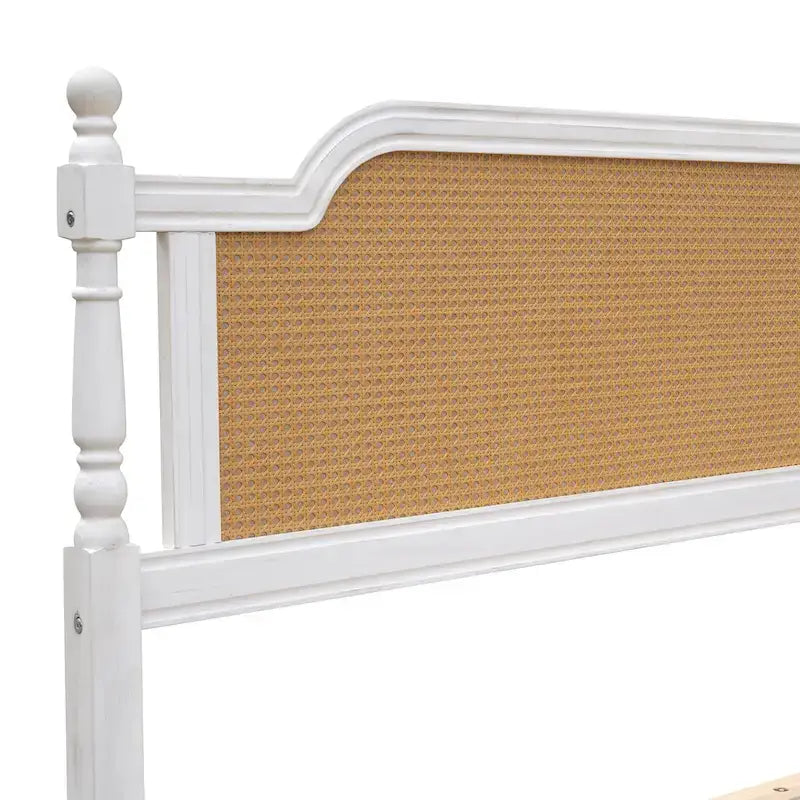 Traditional Style Rattan Platform Bed Frame No Box Spring Needed