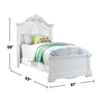 Wooden Bed with Arched Headboard in White Finish