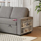 Oaks Aura 85.8 Inch Pull Out Sleeper Sofa, L-shaped Couch With USB Port, Convertible Sofa Bed With Storage Racks