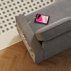 Oaks Aura 85.8 Inch Pull Out Sleeper Sofa, L-shaped Couch With USB Port, Convertible Sofa Bed With Storage Racks