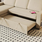 Oaks Aura 85.8 Inch Pull Out Sleeper Sofa, L-shaped Couch With USB Port, Convertible Sofa Bed With Storage Racks