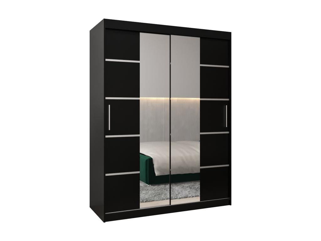 Artvivrestore 4-Door Sliding Wardrobe 200/150/62cm, 2 Doors, Black/Black 52586FRVY