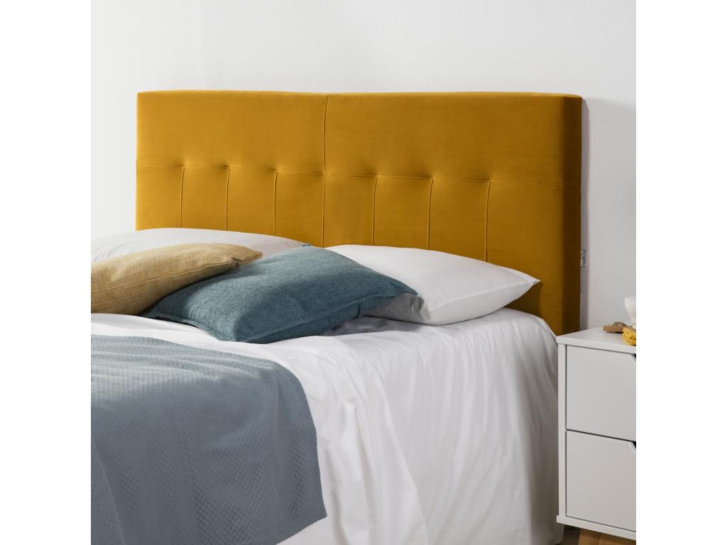 Artvivrestore Upholstered Headboard 160x100 cm Mustard Velvet Wooden Legs 48279RDKR