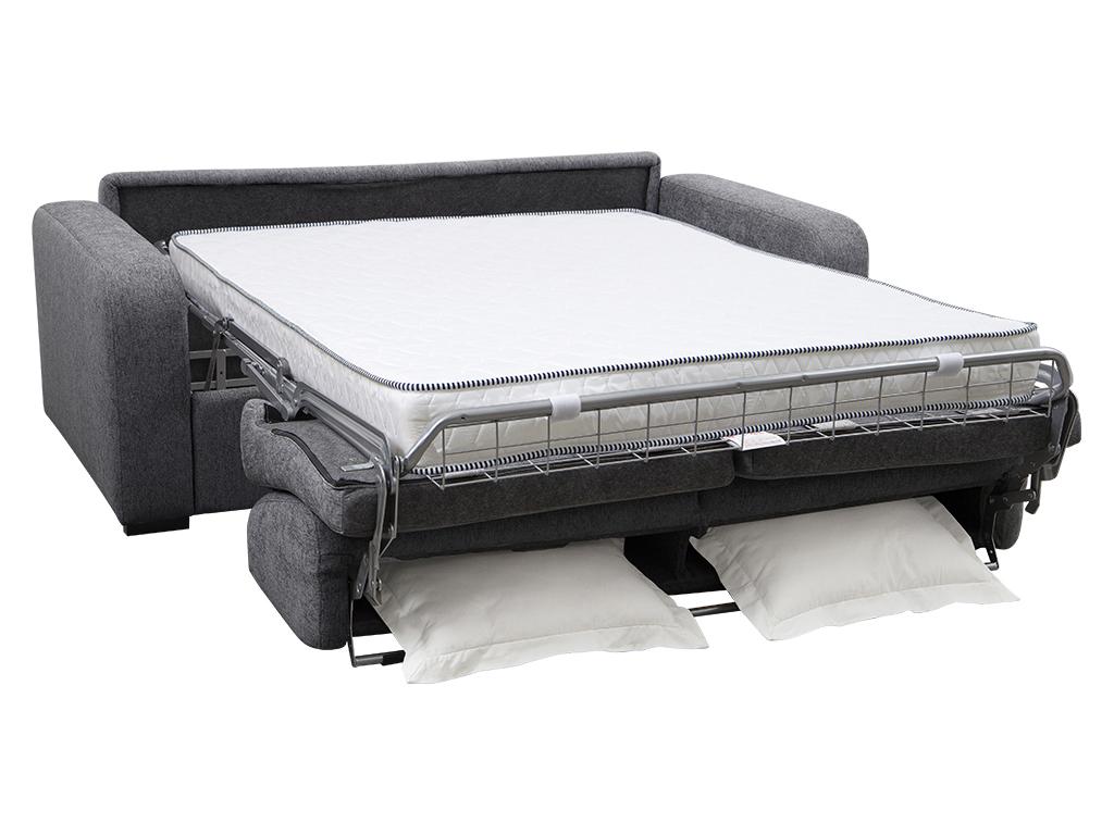 4-seater express convertible sofa in anthracite grey fabric - 160 cm sleeping area - 13 cm mattress - Calmetop 34896EXHW