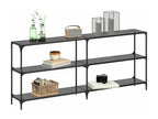 Console table with black glass top, 194.5x30x81 cm, steel, 60406BCYO