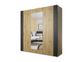 Wardrobe 200cm - 2 sliding doors with mirrors, light oak and black - Artvivrestore Collection 65252JEDQ