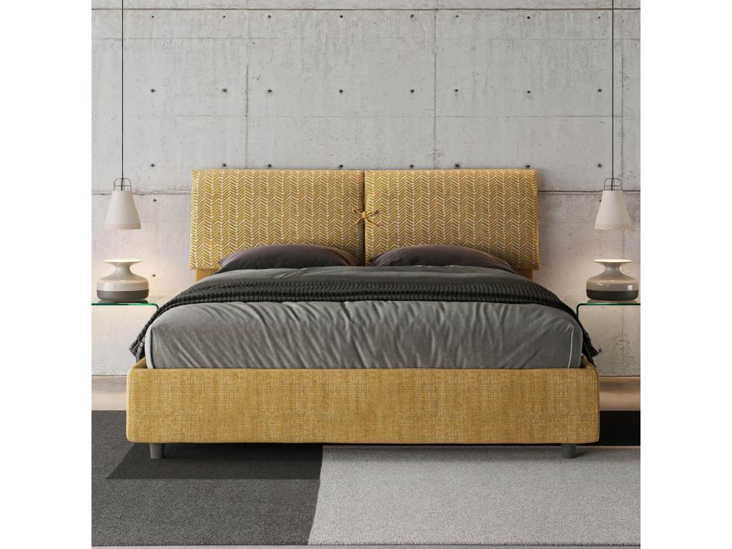 Bed with upholstered slatted base 160x210 cm, Artvivrestore fabric, 3 yellow, Artvivrestore 97182WMLS