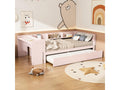 Trundle bed 90x200cm/90x180cm with small desk and three shelves on the side of the bed, pink 34373SMII