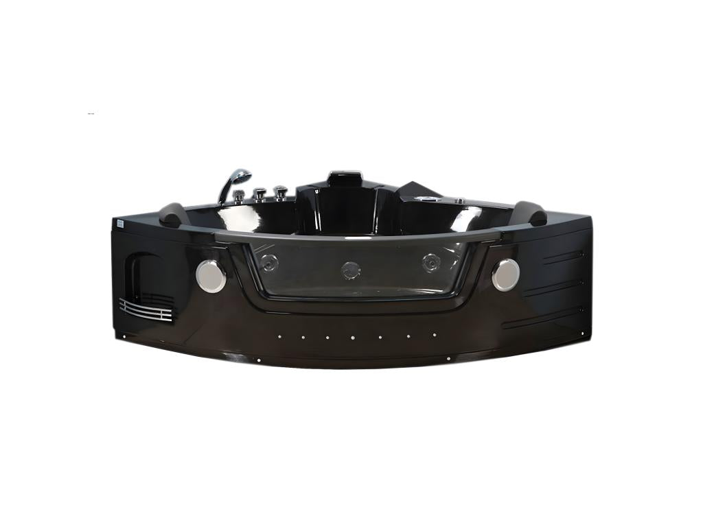 Maisonpuretop black bathtub 140x140 cm with chromotherapy and 12 jets – Waterlily 64618LWXC