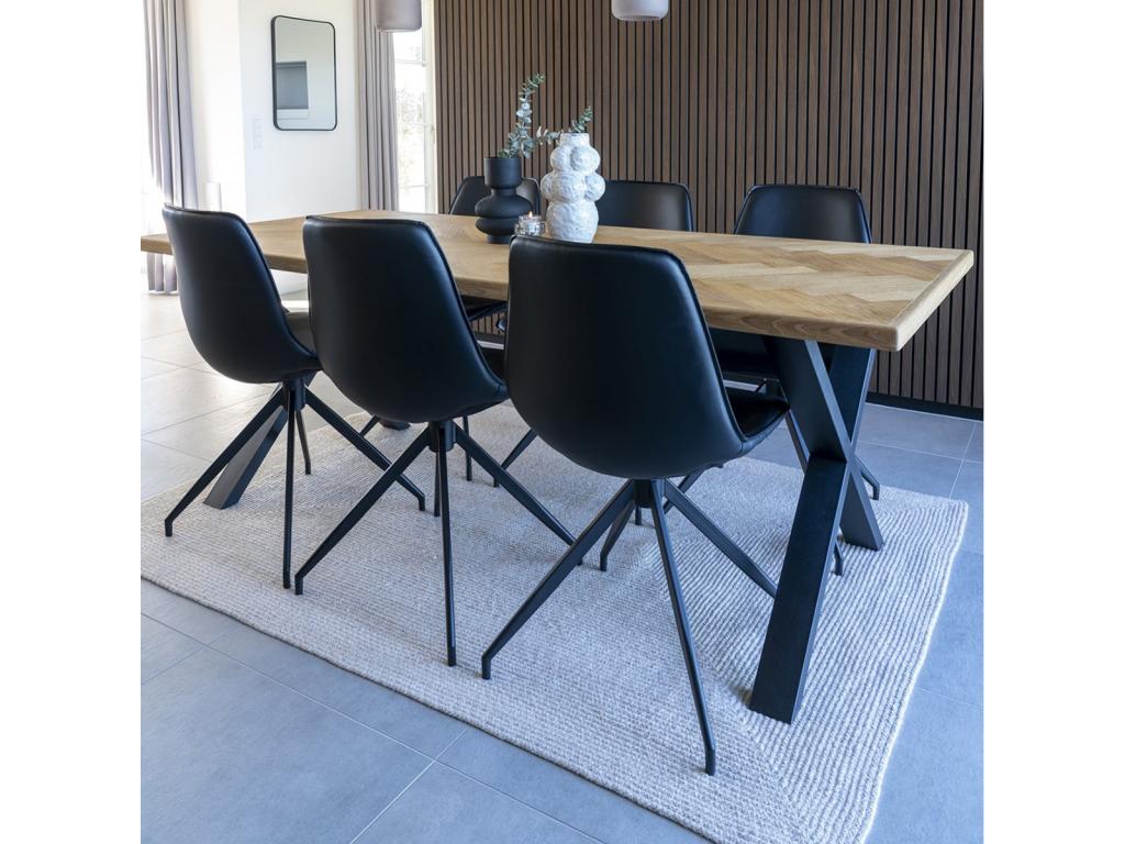 Maisonpuretop - Set of 6 Swivel Chairs in Black Faux Leather 97154EKLO