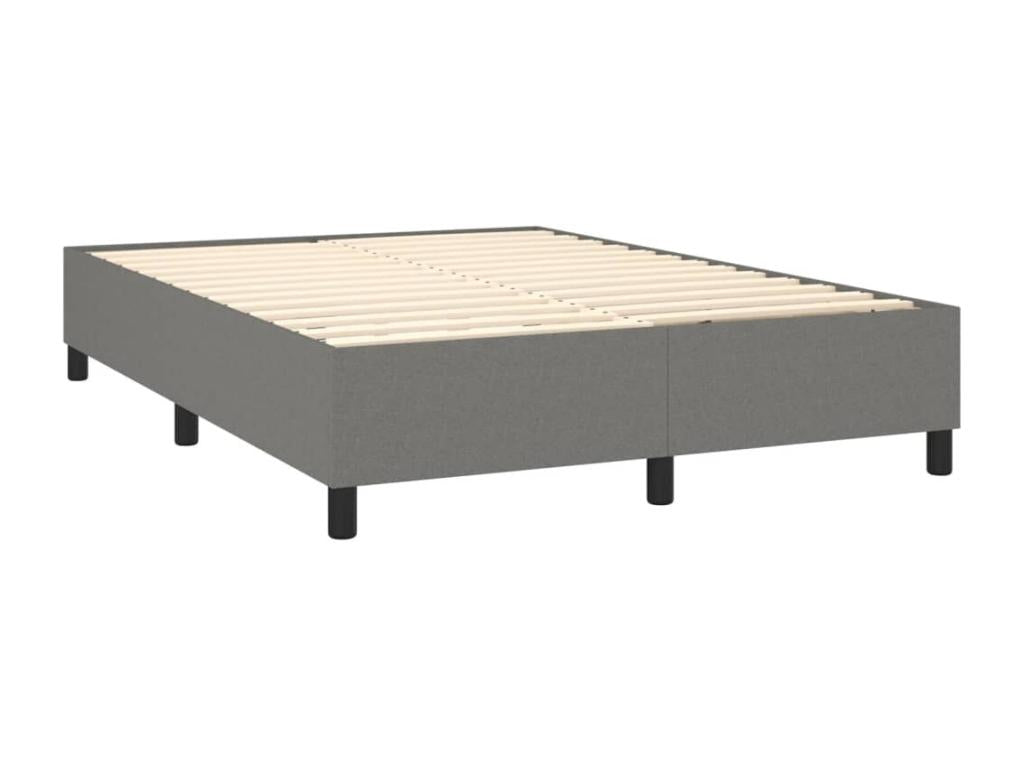 Upholstered bed base and mattress with LED lighting, Dark Grey, 140x200 cm, Fabric 84845EYFC
