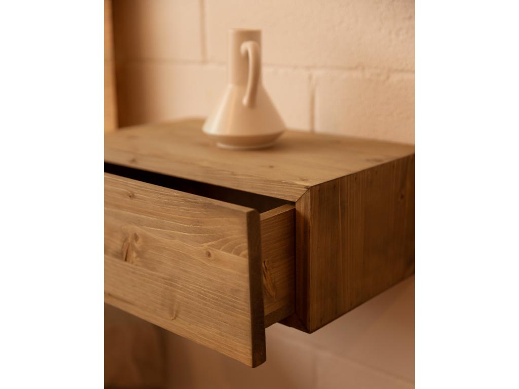 Set of headboard and bedside tables in aged wood, 140x80cm - Maisonpuretop 36105FQZB