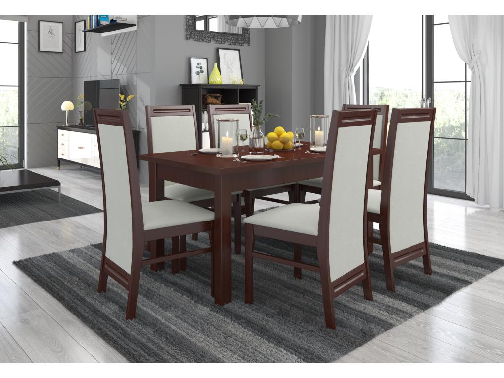 Dark walnut wood chair with Calmetop-Tissu fabric 27128 49668NAAJ