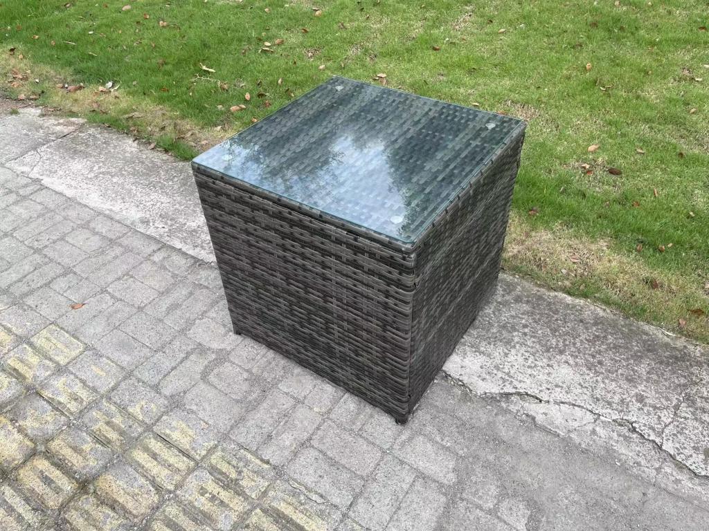 Rattan garden furniture set with height-adjustable dining table, 3 sofas, 2 stools, and 2 side tables. MéArtvivrestore dark grey 23420TDTX