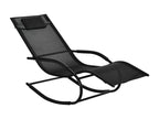 Rocking chaise longue - designer rocking chair - ergonomic seat and backrest with armrests - black epoxy-coated metal and textilene 35793PJXU