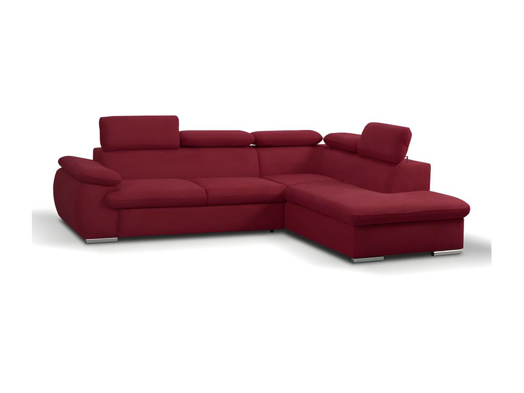 Maisonpuretop 77416REVQ Right-Hand Corner Sofa Bed in Red Fabric with Storage