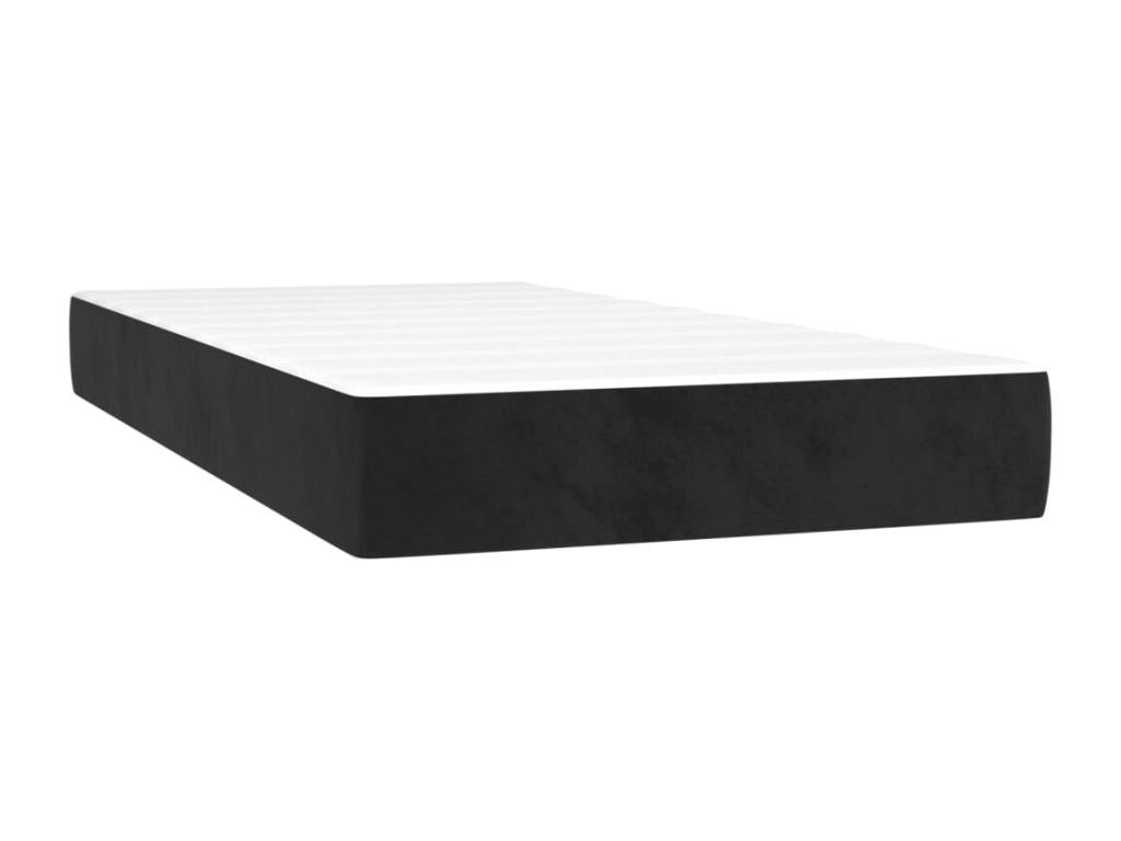 Upholstered bed base with mattress and LED lighting, black, 200x200 cm, velvet, 47961RATP
