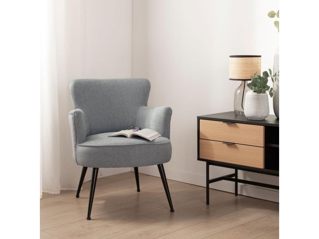 Grey fabric reading chair 67x83 cm - Artvivrestore 22230CPWW