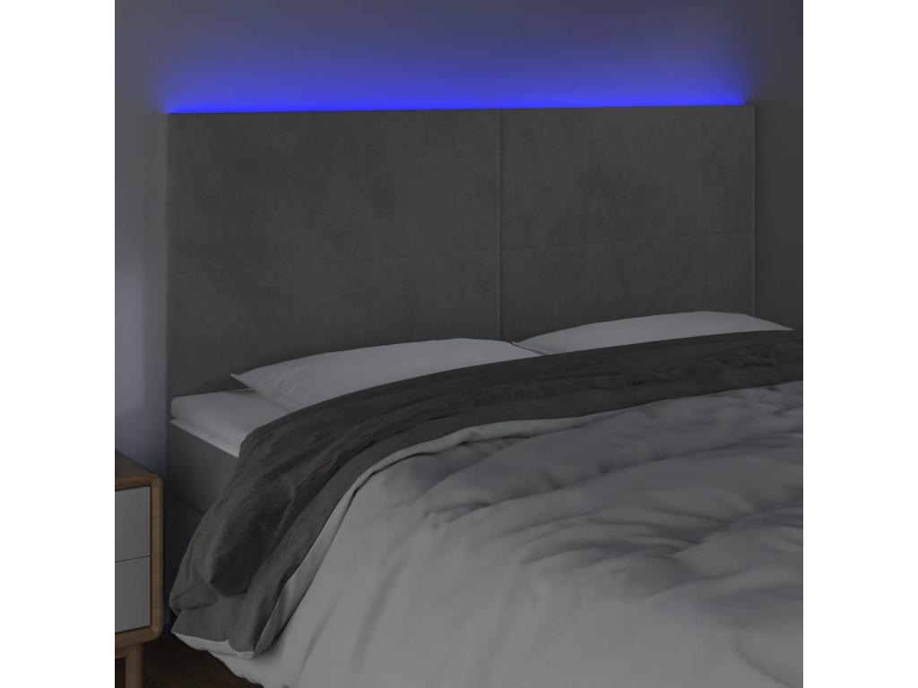 Light Grey LED Headboard 180x5x118/128 cm Velvet 22752SIFT