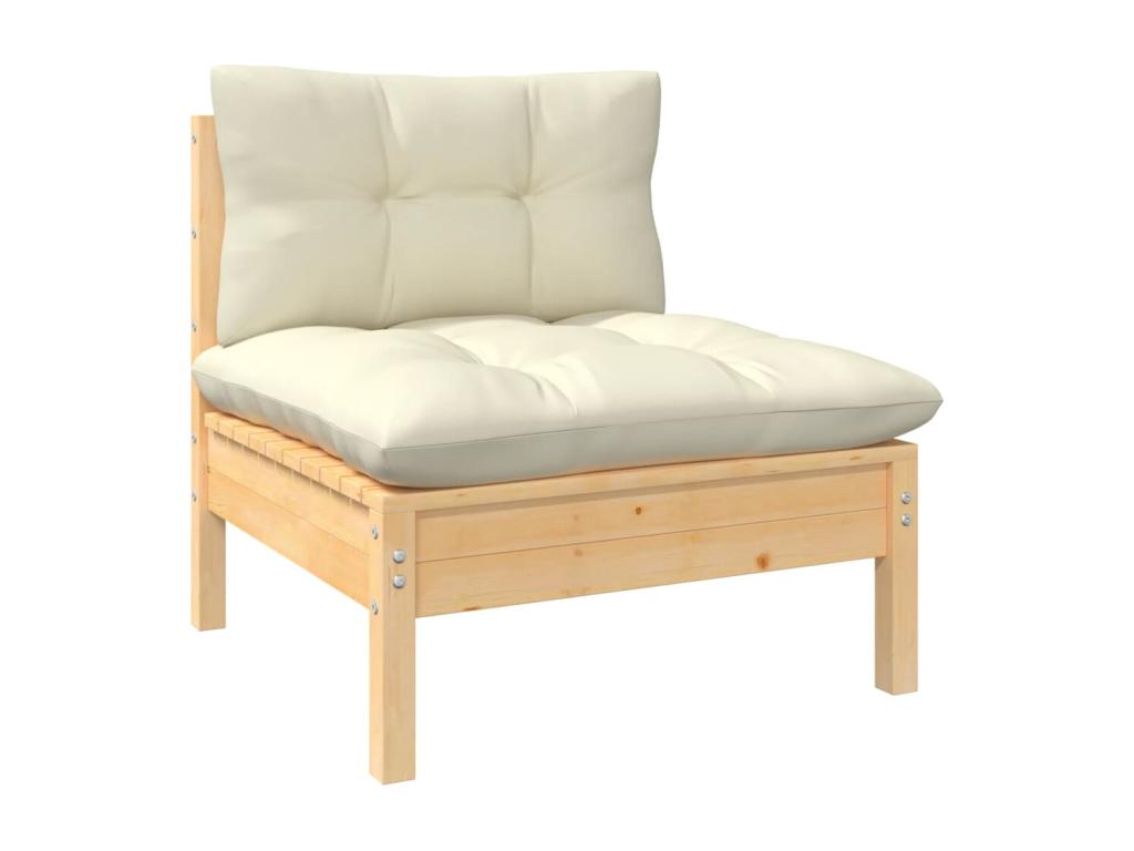 6-piece garden furniture set with cream cushions, solid pine wood, 35880YJEJ