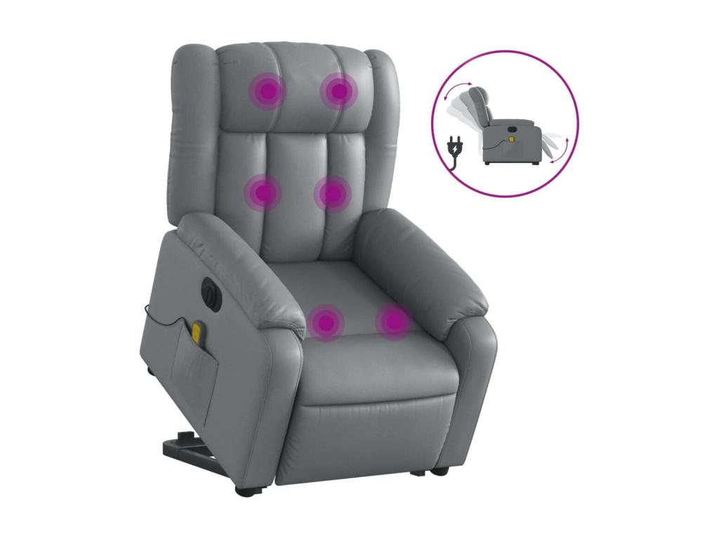 Grey faux leather electric reclining massage chair 84478RLZS