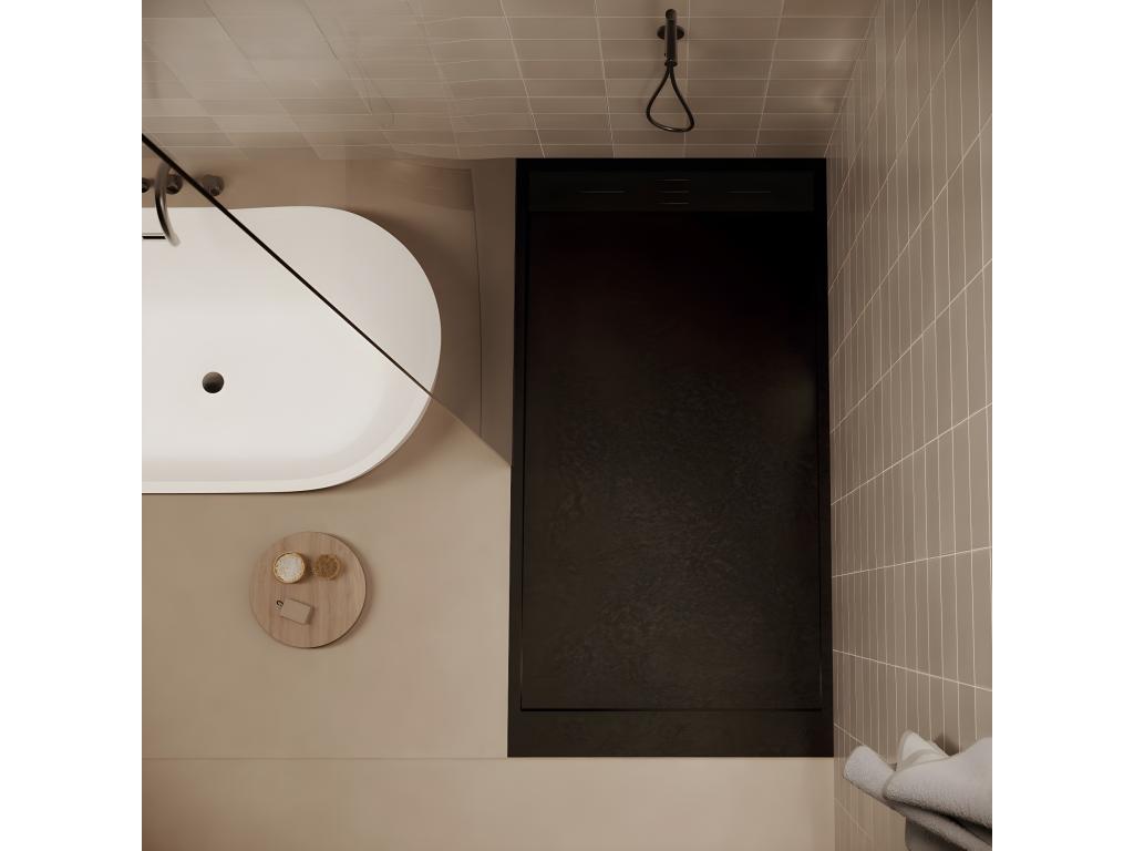 80x160 cm extra-flat shower tray by Maisonpuretop in black slate finish 94319RABB