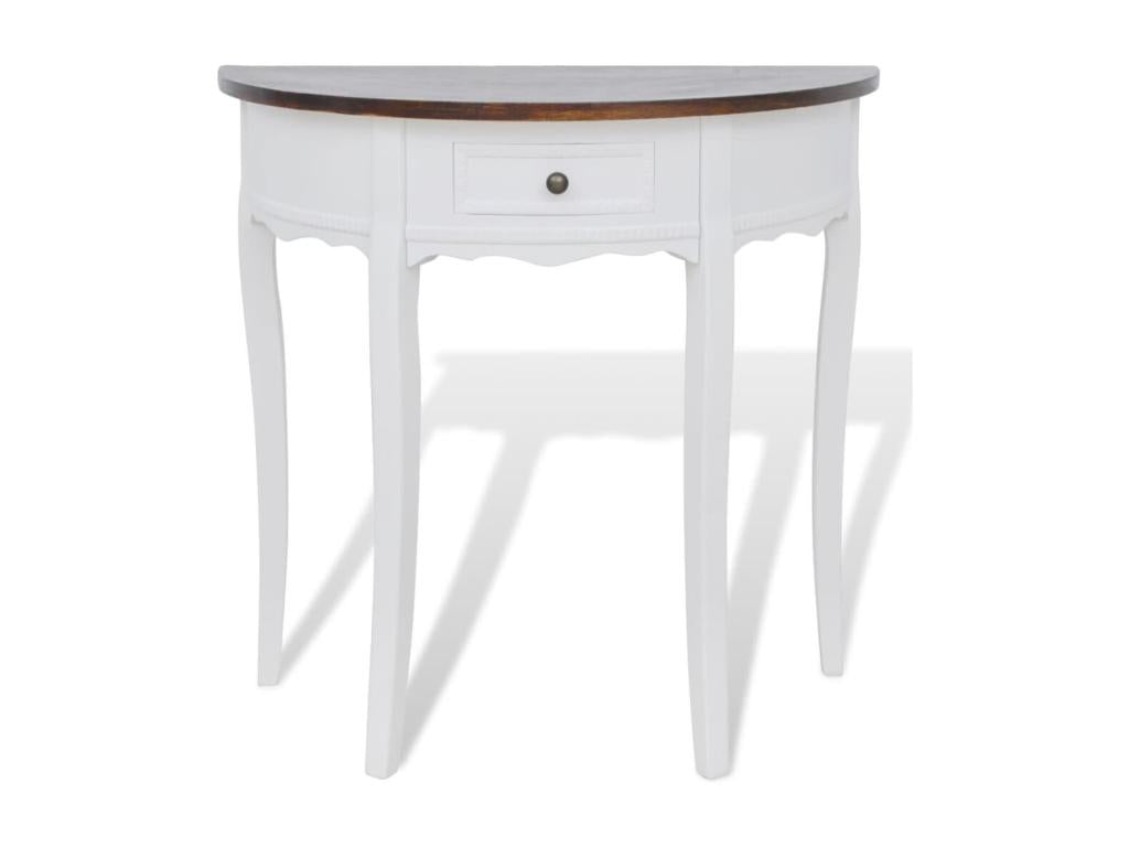 Console table with drawer and brown tabletop, semi-circular shape, 08870POLT