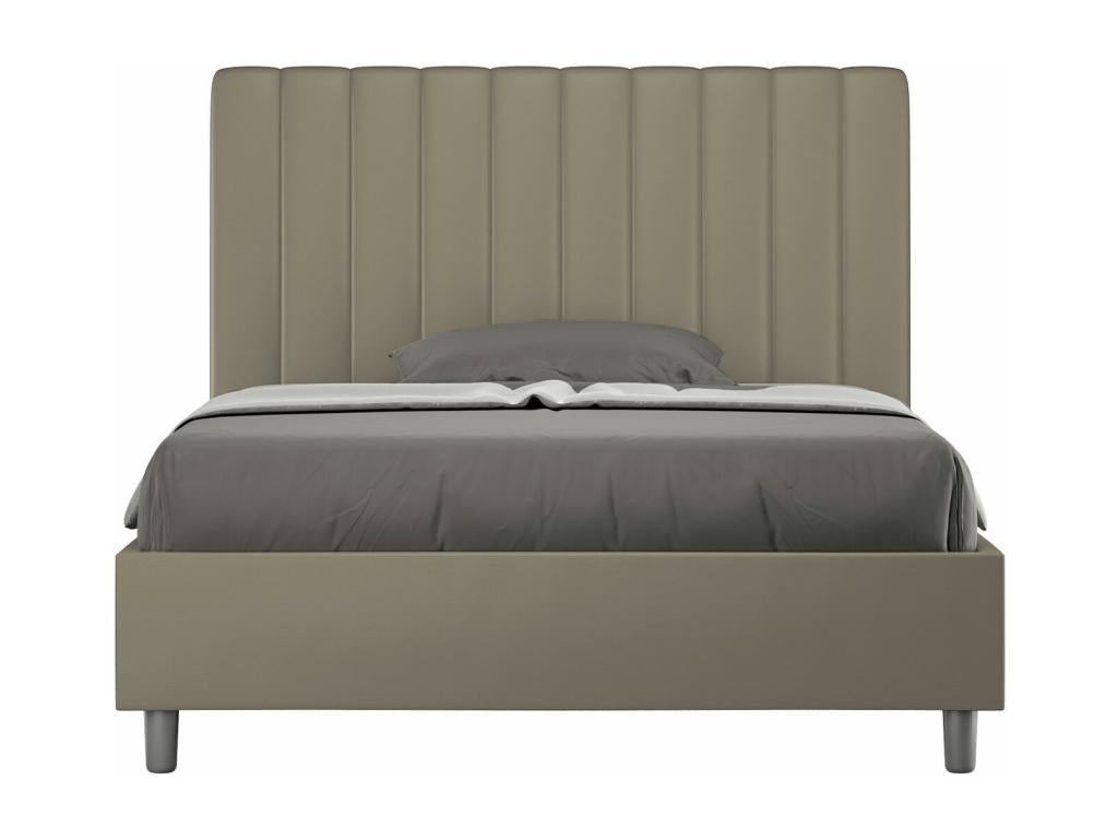 Single bed with upholstered slatted base 120x210 cm cappuccino faux leather Maisonpuretop 24043IWQJ