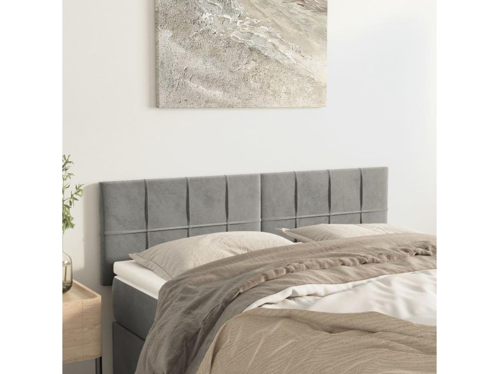 2-Piece Headboard Set, Light Grey, 72x5x78/88 cm, Velvet, 57088SMUC