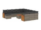 13-piece garden furniture set with cushions, grey woven resin, 17285CZCN