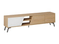 TV unit with 3 doors and 2 open shelves, oak and white finish, 180 cm wide - Maisonpuretop 92502DPXJ
