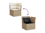 10-piece garden furniture set with cushions, beige woven resin 02505CFUP