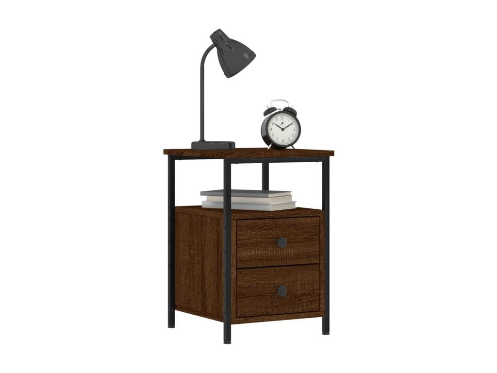 2-piece bedside tables, brown oak, 34x35.5x50cm, engineered wood, 33089DBTF