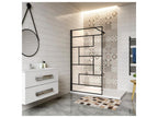 Walk-in shower screen 70x200cm with black square support bar 73-120cm extendable, 8mm anti-limescale glass, modern style 98529HDAQ
