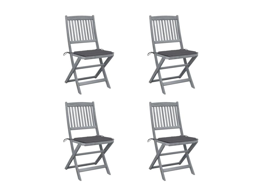 4-Piece Outdoor Folding Chairs with Cushions, Wood, by Artvivrestore 41767DEDF