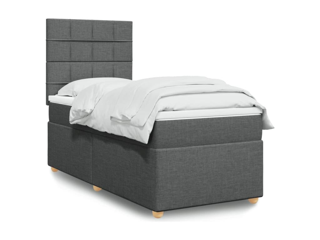 Artvivrestore bed base with mattress, Dark Grey 100x200cm, Fabric 62635VCFN