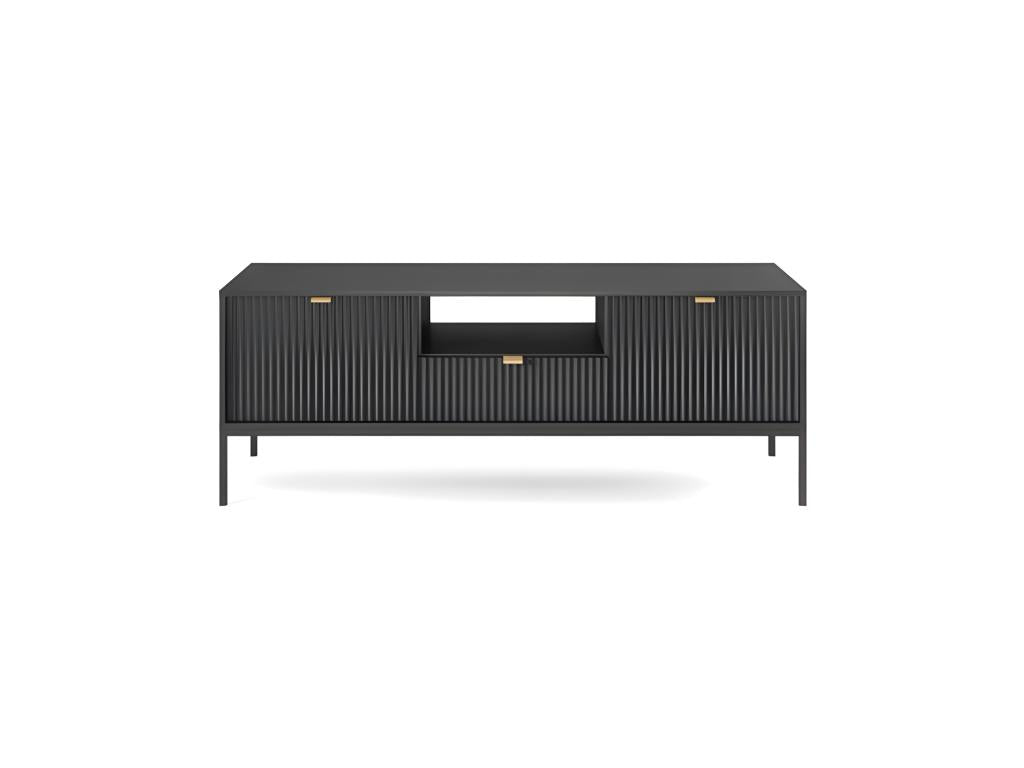 Black TV Stand 154x56x39cm Maisonpuretop Hi-Fi Cabinet, TV Stand, Freestanding 09900URVQ