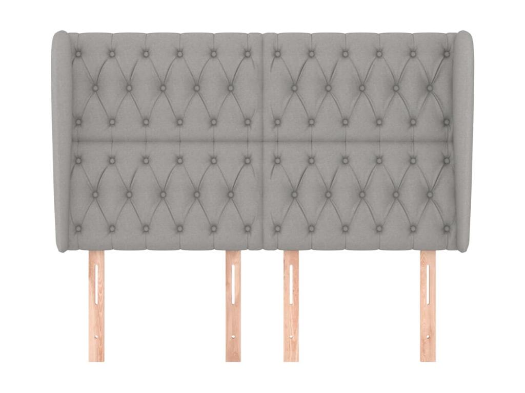 Headboard with wings, light grey, 147x23x118/128 cm, fabric, 71926FWIJ