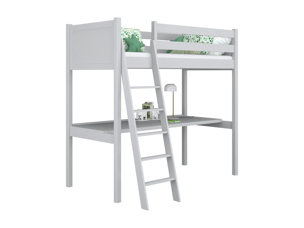 Wooden loft bed with desk N04 Grey 120x180 68593WDRW