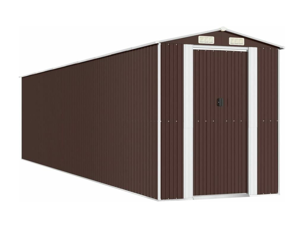Dark brown garden shed, 192x855x223 cm, galvanized steel, 55425DATX