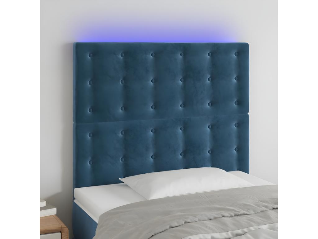 Dark Blue LED Headboard 80x5x118/128 cm Velvet 39098VAWT