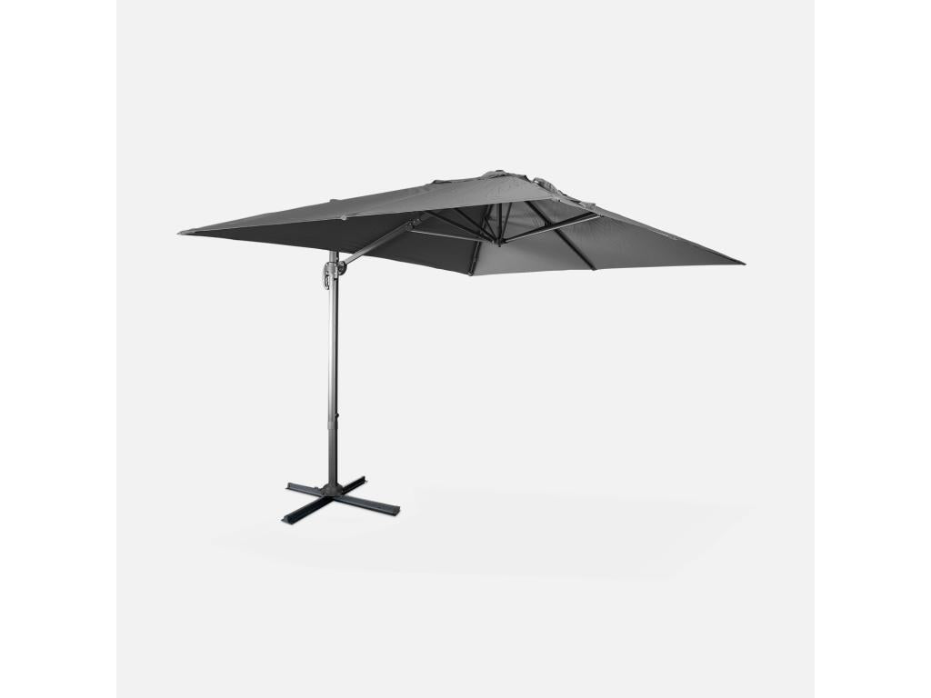 Rectangular cantilever parasol 3x4 m - Artvivrestore - Grey - Offset parasol, tiltable in 6 positions, 360° rotation. 66079VUQE