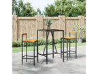 3-piece black poly rattan/solid wood garden bar set Maisonpuretop 06372DUIU