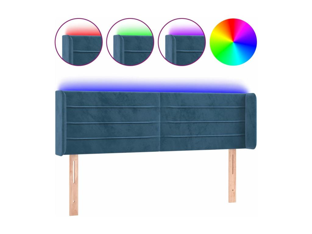 Dark Blue LED Headboard 147x16x78/88 cm Velvet 83355EYHW