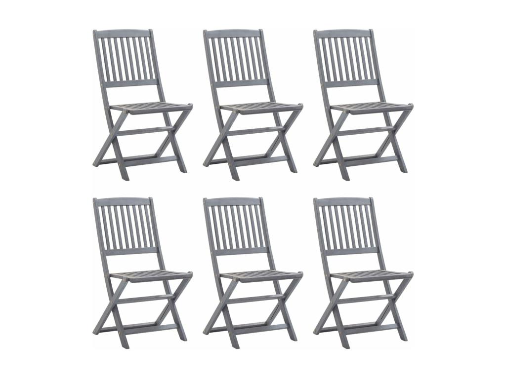 Folding outdoor chairs, set of 6, and cushions, Bois d'Maisonpuretop 78582PHOO