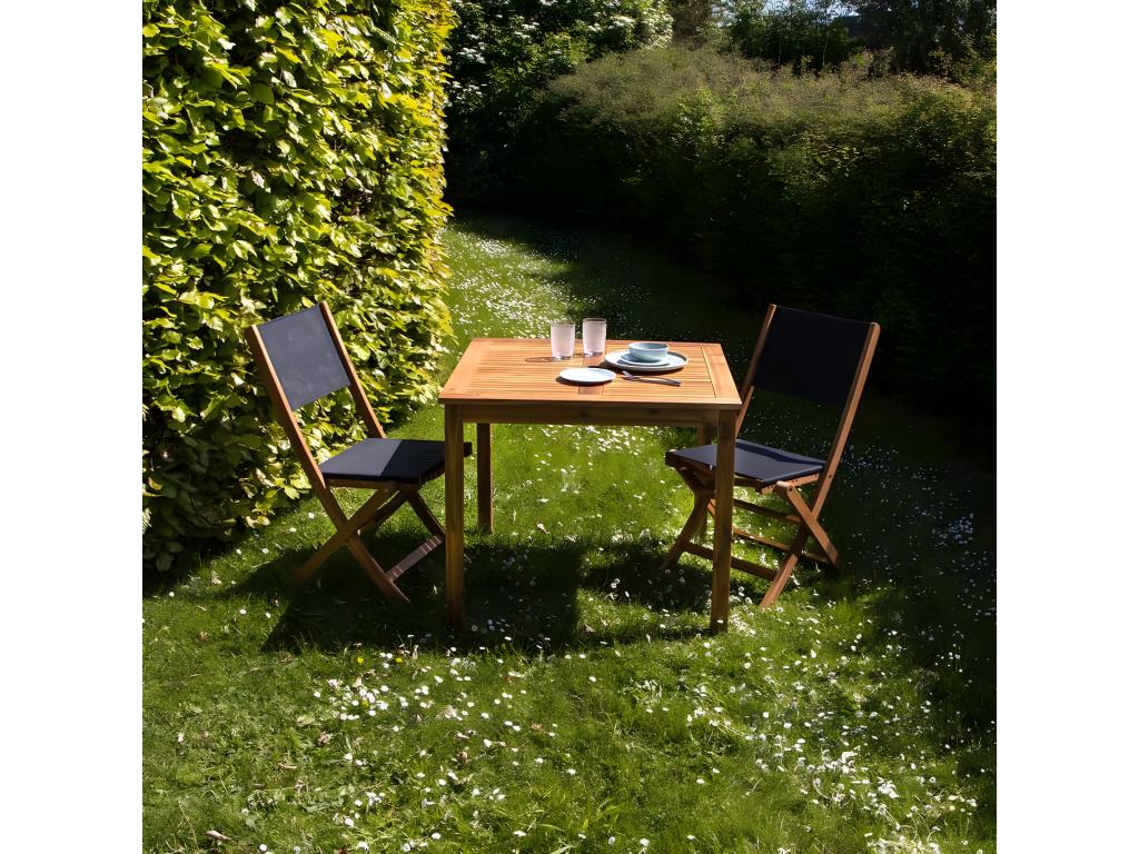 2-seater garden furniture set in solid Maisonpuretop and textilene, 12059GSRI