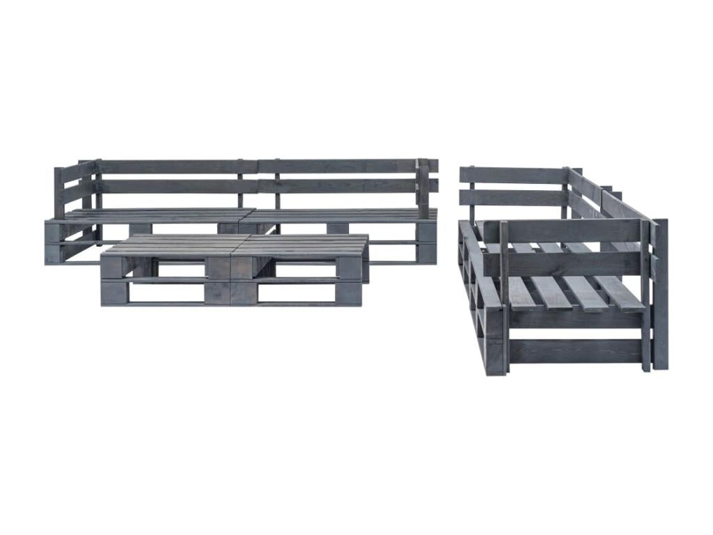 6-piece pallet garden furniture set, wood, grey, 82179DRNS