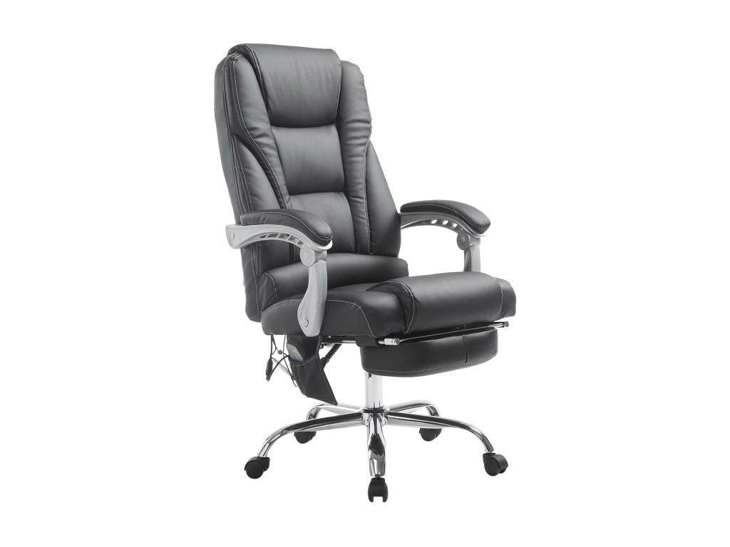 Office chair - Faux leather / Chrome metal - Black - Artvivrestore 71460HXGC