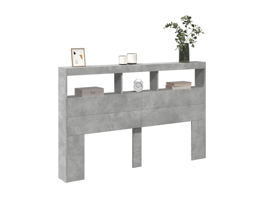 Bedside wardrobe with LED lighting, concrete grey, 160x17x102 cm, 51513DKGM